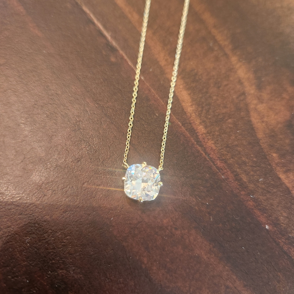 Melinda Maria Gold Necklace with Clear Crystal Pendant